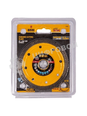 Диск алмазный отрезной Denzel 115 х 22,2мм, сплошной, супертонкий, горячий пресс, сухой/мокрый рез
