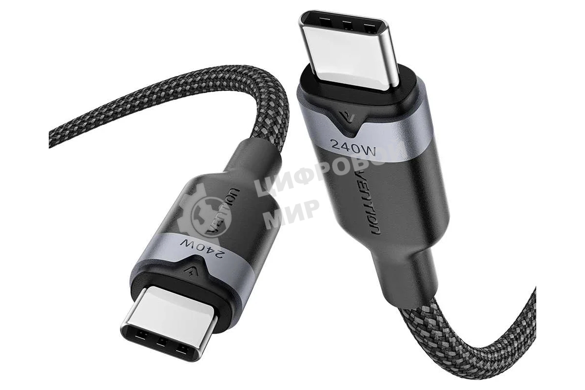Кабель Vention USB 2.0 CM/CM - 1м. Черный 5А PD240W