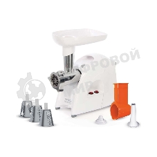 Мясорубка электрическая Аксион М641.03 белый, 2000 Вт, 3.0 кг/мин, реверс, защита от перегрузки, насадки - 5