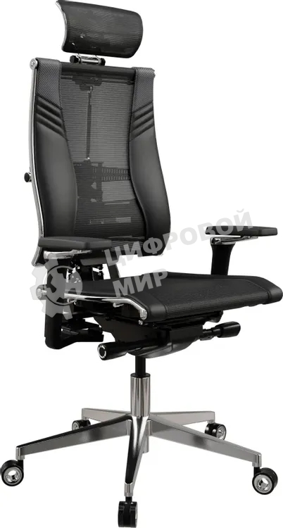 Кресло руководителя Метта Yoga 4DT B2-15D - YM93+Infinity+carbon черный сетка/кожа с подголов. крестов. алюминий хром (комплект 1 шт)