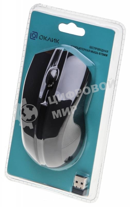 Мышь беспроводная Oklick 615MW черный, 1000 dpi, радиоканал, USB, кнопки - 3