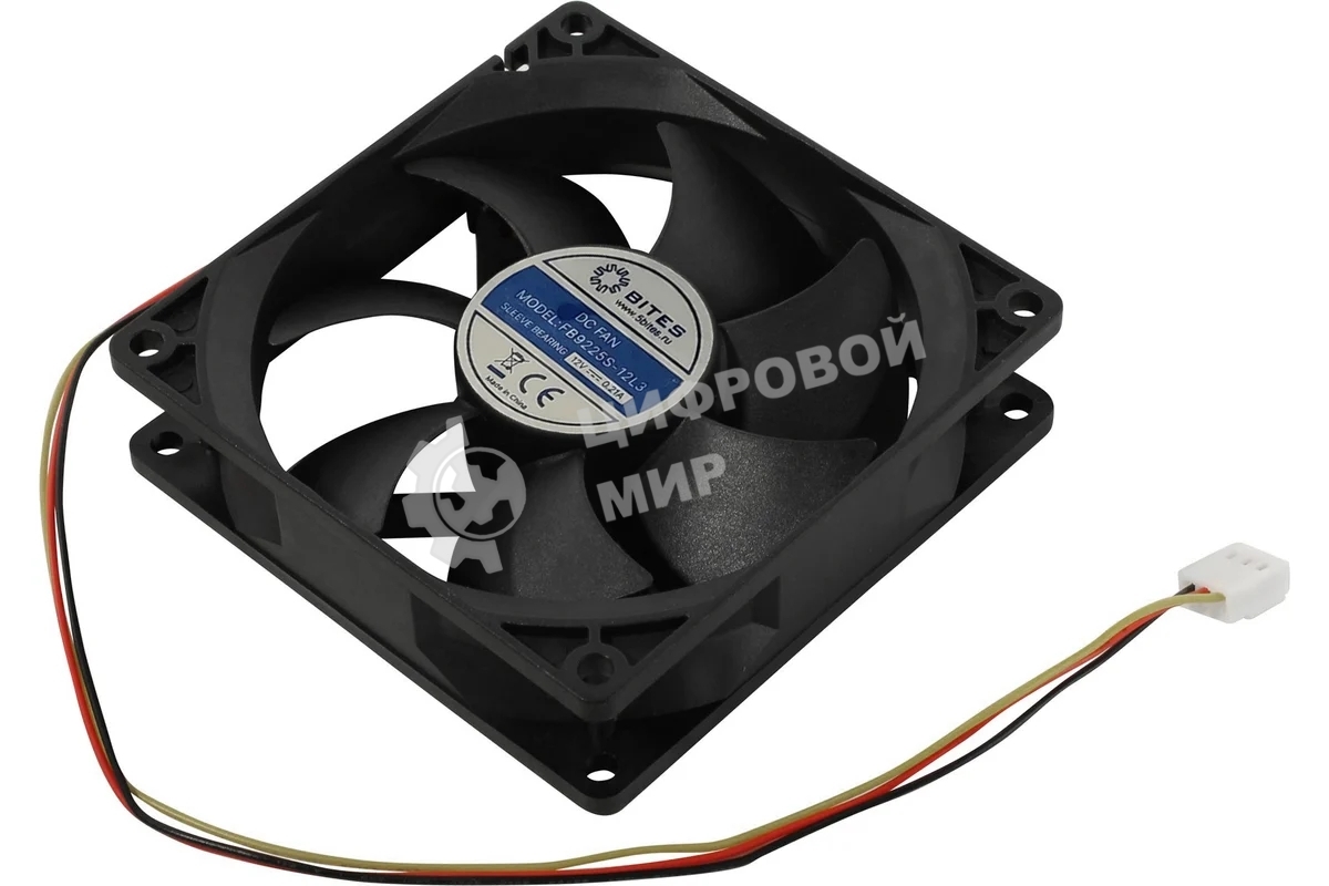 Вентилятор для корпуса 5bites FB9225S-12L3 черный, 92 x 92 x 25 мм, пластик, 1800 об/мин, 23 дБ, 3 pin