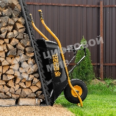 Тачка строительная Denzel усиленная, объем 130 л, 230 кг, колесо 15х6.00-6