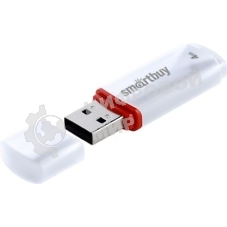 Флешка USB Smartbuy Crown white (SB4GbCRW-W), 4Gb, USB 2.0, R/W 15/5, белый/красный