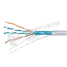 Кабель витая пара F/UTP 5e кат. 4 пары Cabeus FTP-4P-Cat.5e-SOLID-GY 24AWG(0.51 мм), медь, одножильный (solid), внутренний, PVC, нг(A)-LS, серый, уп/3