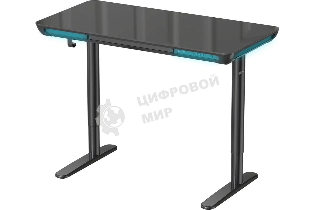 Стол компьютерный Cactus CS-EGD-BK-LED столешница закаленное стекло, черный, каркас черный