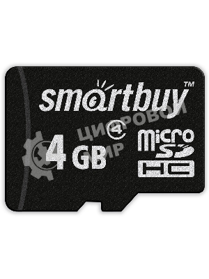 Флеш карта Micro SDHC 4Gb Smartbuy Сlass 4, адаптер в комплекте