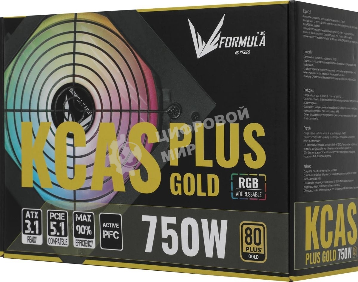 Блок питания Aerocool/Formula KCAS PLUS GOLD 750W (750W, ATX v2.4, APFC, Fan ARGB 12cm, 80+ Gold, Retail)