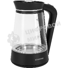 Чайник электрический Starwind SKG2116 1.8 л, 1700 Вт, черный/прозрачный корпус: стекло