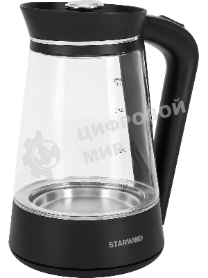 Чайник электрический Starwind SKG2116 1.8 л, 1700 Вт, черный/прозрачный корпус: стекло
