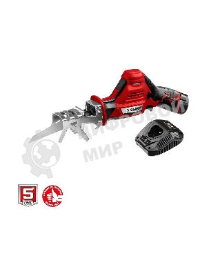 Пила сабельная. Зубр 12В, 1 АКБ (2А·ч), в коробке, СПЛ-125-21