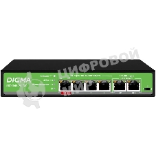 Коммутатор Digma DSP204G-2G-T80 (L2) 6x1 Гбит/с 4PoE 4PoE+ 1PoE++ 80W неуправляемый