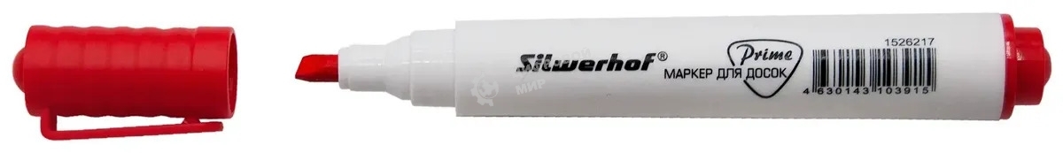 Маркер для досок Silwerhof Prime+, скошенный пишущий наконечник, 2-5мм, красный, коробка