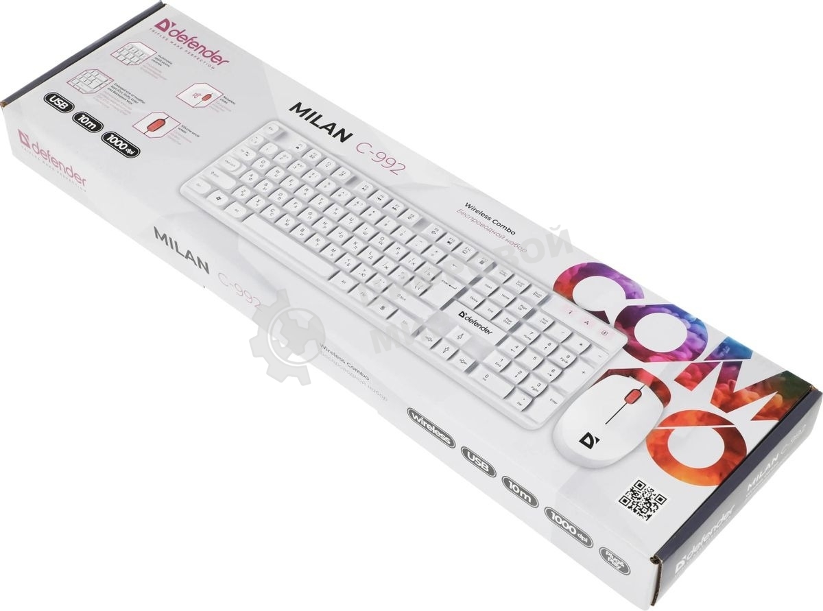 Комплект клавиатура + мышка Defender MILAN C-992 RU белый
