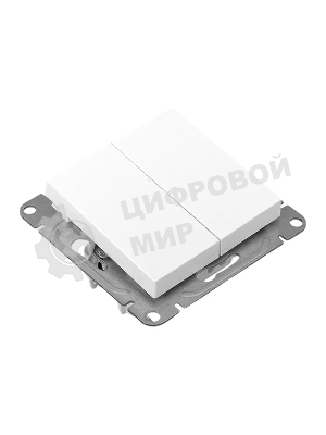 Механизм выключателя EKF UP1-SWW-20 двухклавишный, белый Эпика