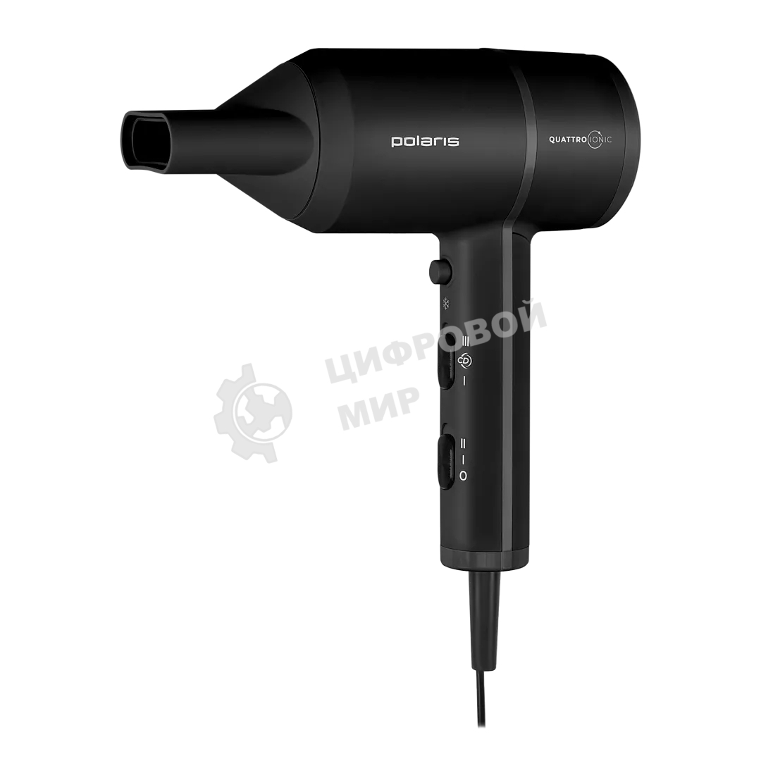 Фен Polaris PHD 2044Ti Quattro Ionic черный, 1900 Вт, компактный, ионизация