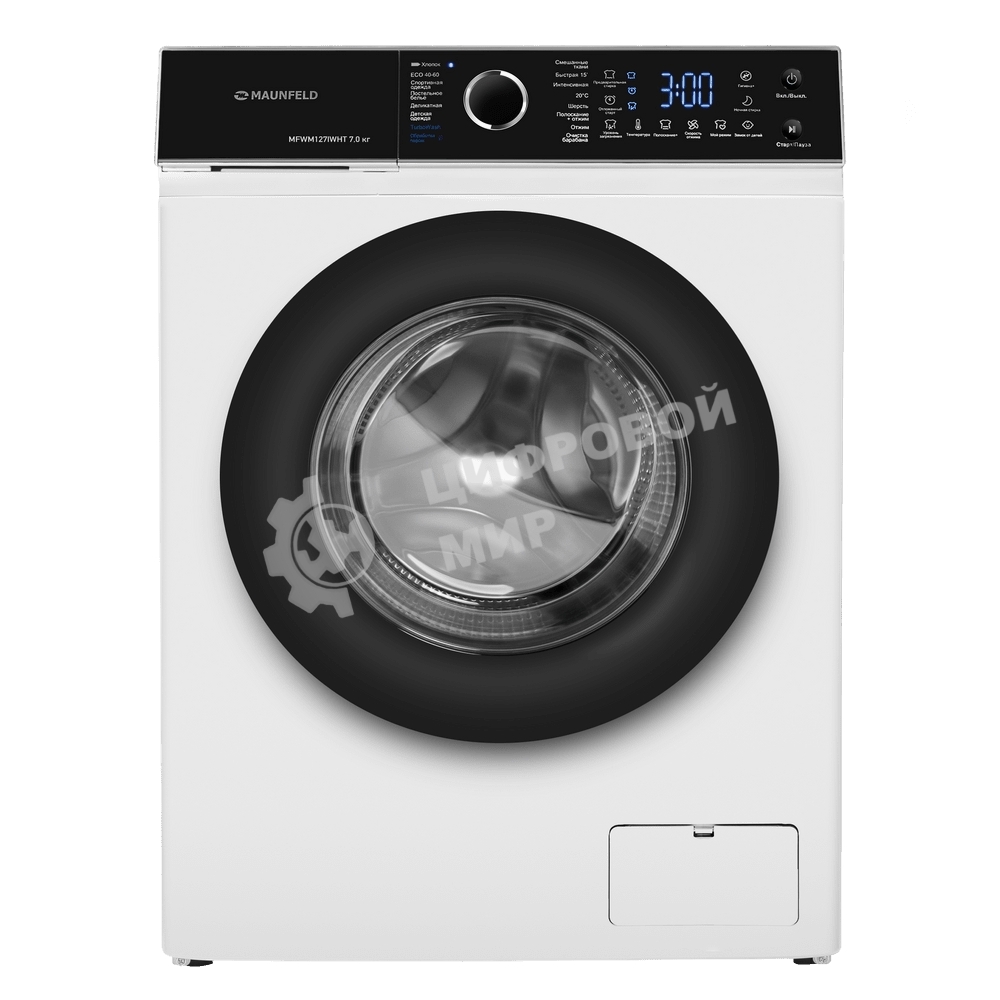 Стиральная машина c инвертором и паром Maunfeld MFWM127IWHT белый, загрузка фронтальная 7 кг, 1200 об/мин, класс: A+++