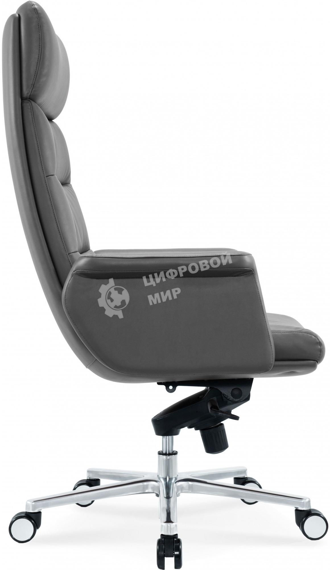 Кресло руководителя Cactus CS-LGR-DUBLIN темно-серый, сиденье темно-серый, кожа, крестов. алюминий