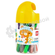 Масляная пастель Deli 72055 с поворотным механизмом, 18 цветов, длина 130мм, диаметр 13мм, пластиковая туба