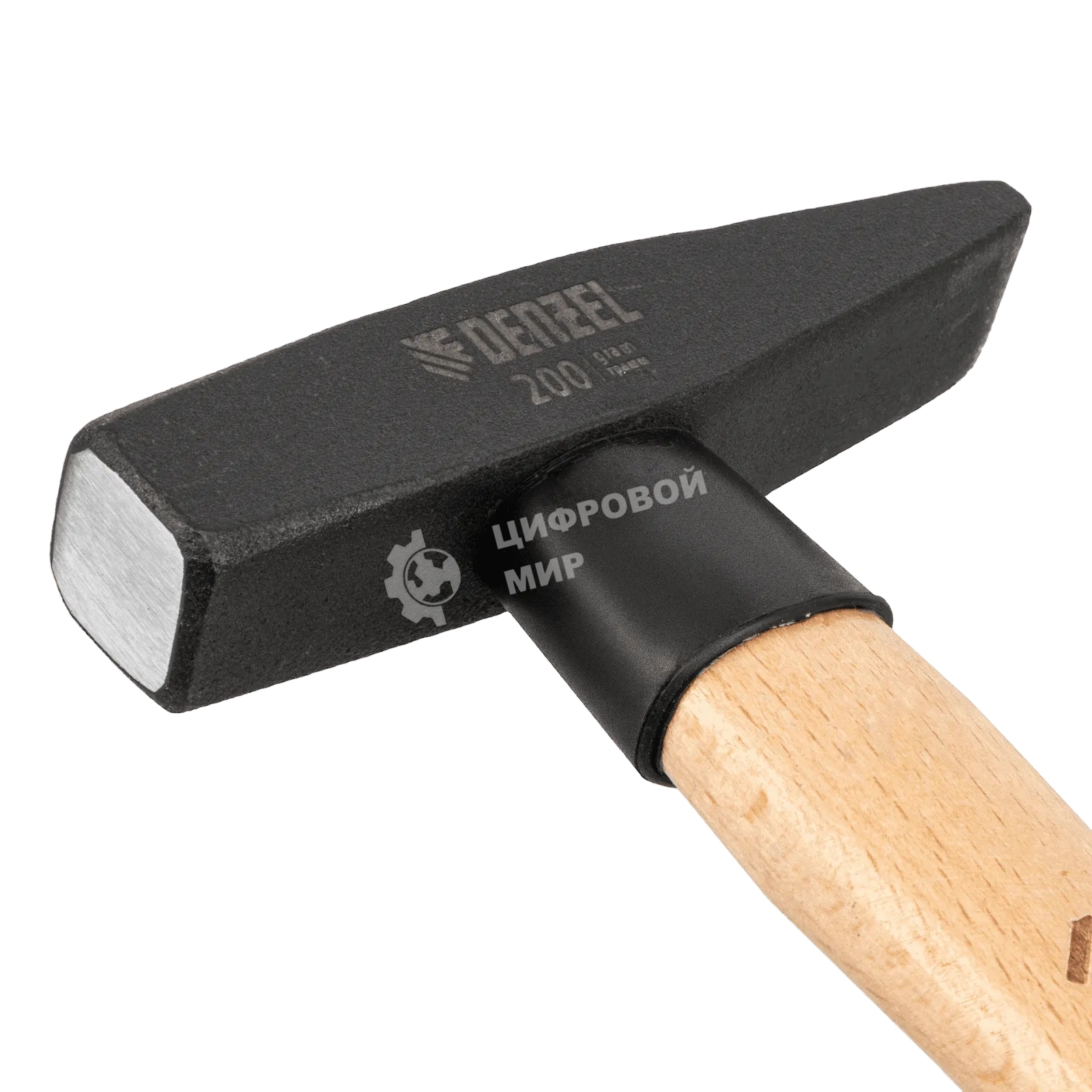 Молоток слесарный Denzel 200 г, кованый квадратный боек, буковая рукоятка