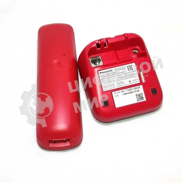 Телефон беспроводной (DECT) Panasonic KX-TGb610RUR, Монохромный, АОН, черный/красный