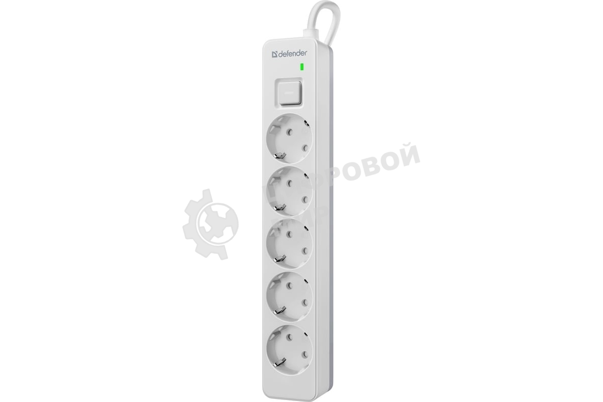 Удлинитель с сетевым фильтром Defender DFS 135, белый, 5 розеток, 5 м.