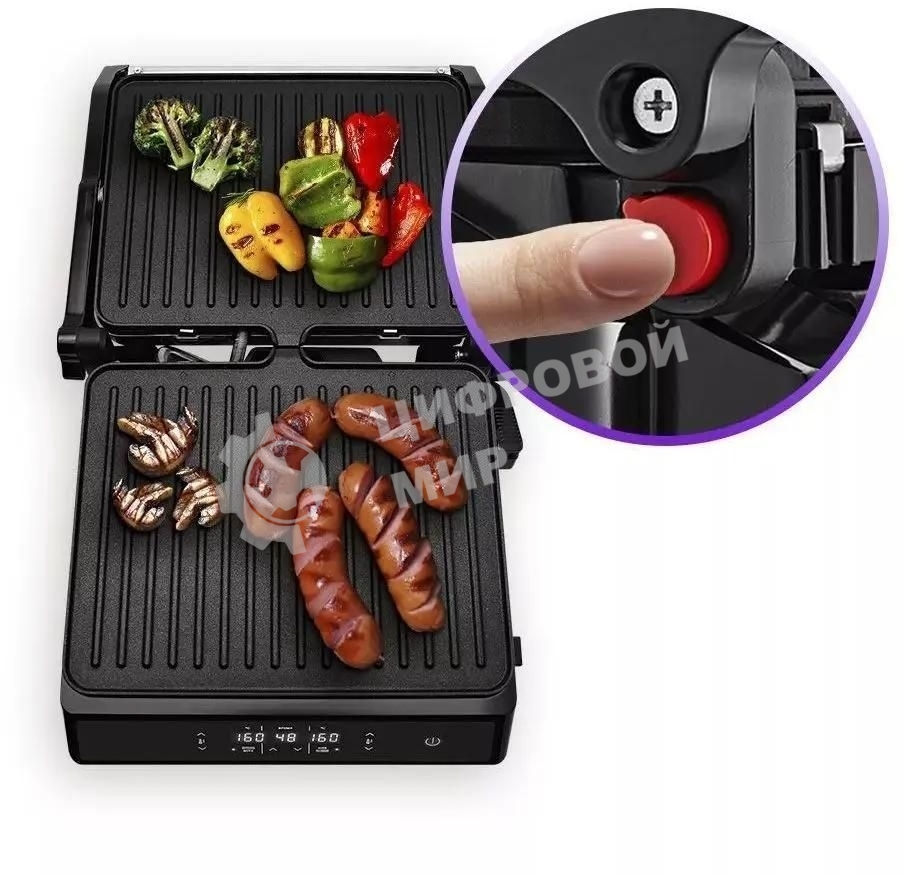 Гриль электрический Kitfort КТ-3682 2000Вт черный/серебристый