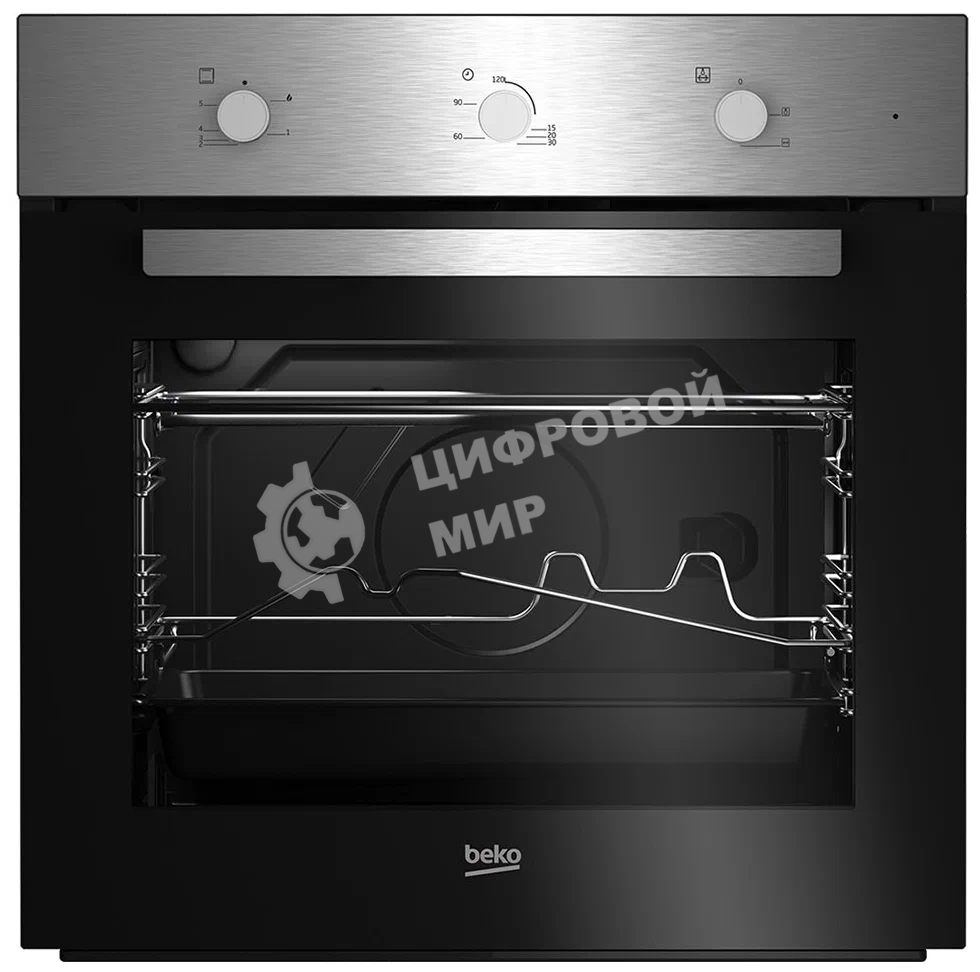 Газовый духовой шкаф Beko BBIGT21100X с откидным электрическим грилем; автоматический электроподжиг; поворотные переключатели; металлические направляющие; объем - 72л; 3 стекла дверцы; 1 решетка; 1 противень; вертел. Цвет нержавеющая сталь; Материал панел