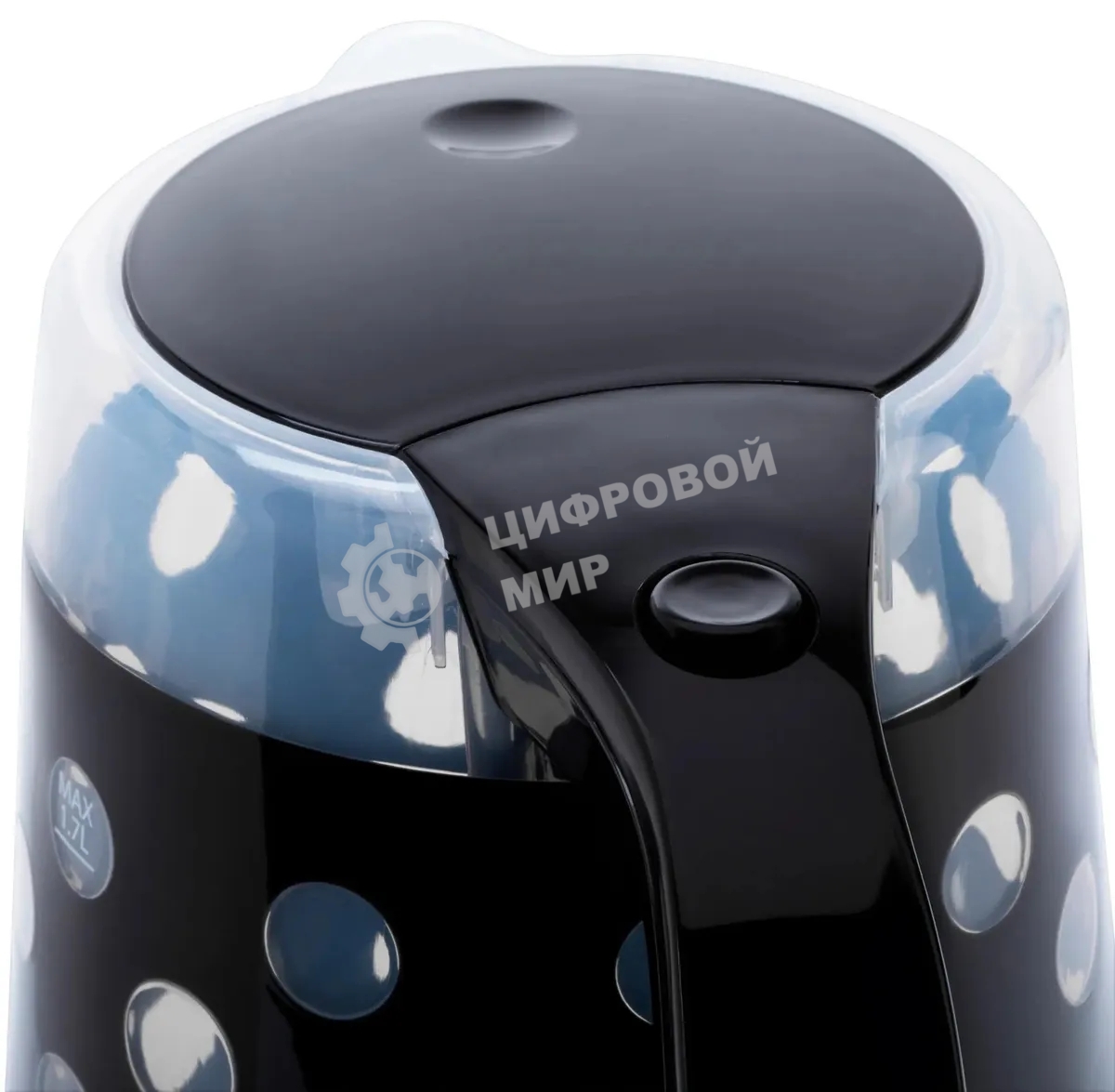 Чайник электрический Hyundai HYK-G2012 1.7 л, 2200 Вт, черный/прозрачный (корпус: пластик)