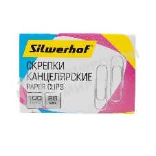 Скрепки Silwerhof 491029 металл 28мм (упаковка: 100 шт) картонная коробка