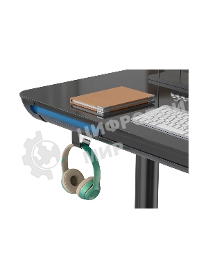 Стол компьютерный Cactus CS-EGD-BK-LED столешница закаленное стекло, черный, каркас черный