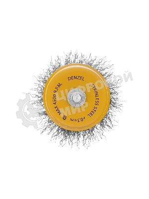 Щетка для дрели Denzel 50 мм, чашка, со шпилькой, нержавеющая витая проволока