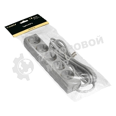 Удлинитель ExeGate ECE-5-1.8G (EX285820RUS), серый, 1,8 м, евровилка с заземлением, 5 евророзеток с заземлением, 2200 Вт