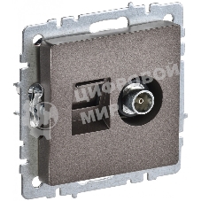 Розетка телевизионная двойная TV+RJ45 IEK BRITE РТВ/РК12-БрТБ кат.5E темная бронза