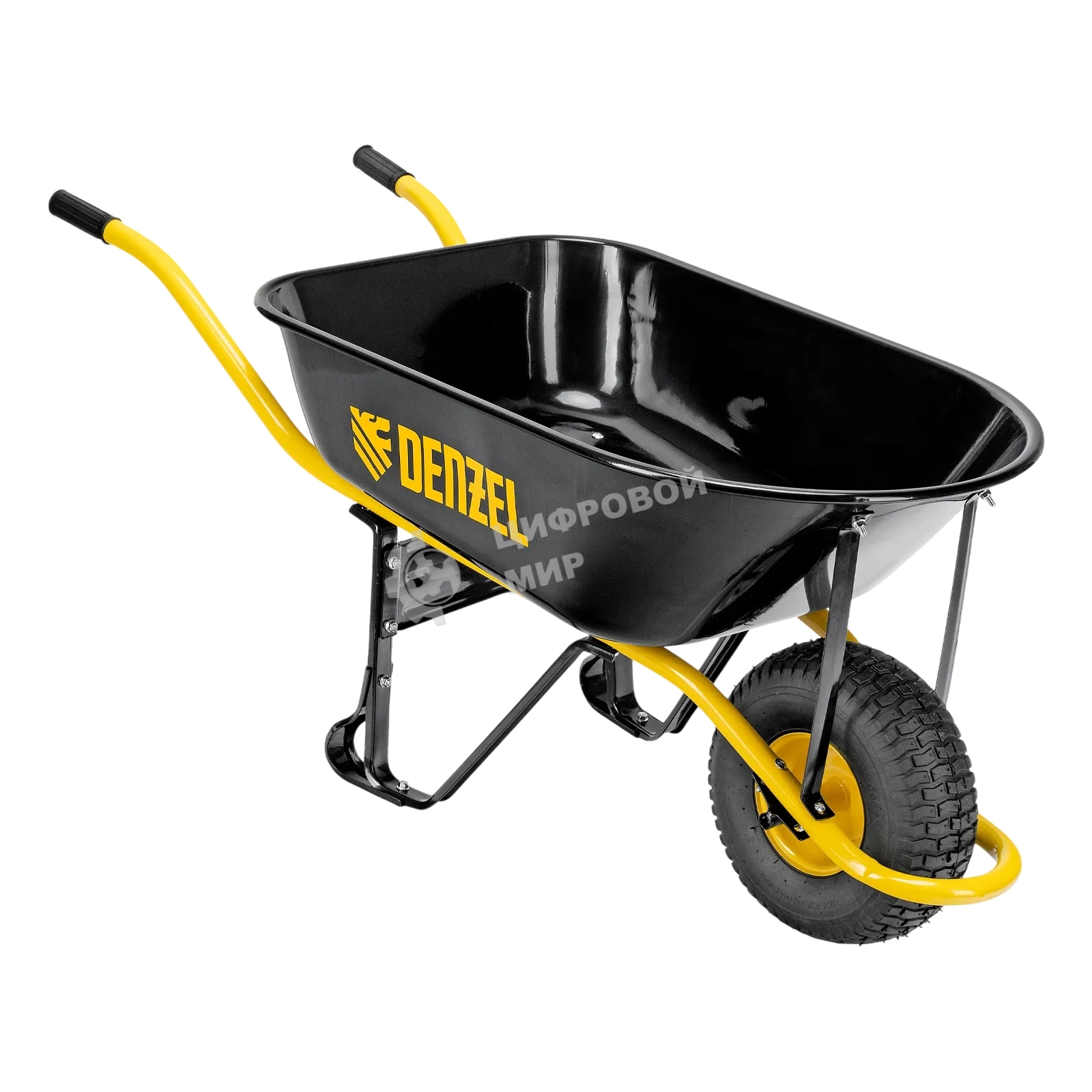 Тачка строительная Denzel усиленная, объем 130 л, 230 кг, колесо 15х6.00-6