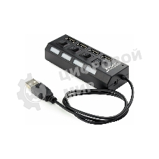 USB-концентратор Gembird UHB-243-AD, USB 2.0, USB 4 порта с подсветкой и выключателем, USB