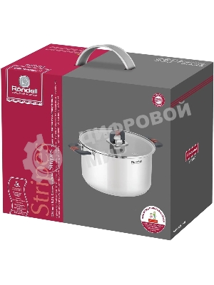 Кастрюля Rondell Stripes RDS-1638, 5.2 л, 24 см, с крышкой, сталь