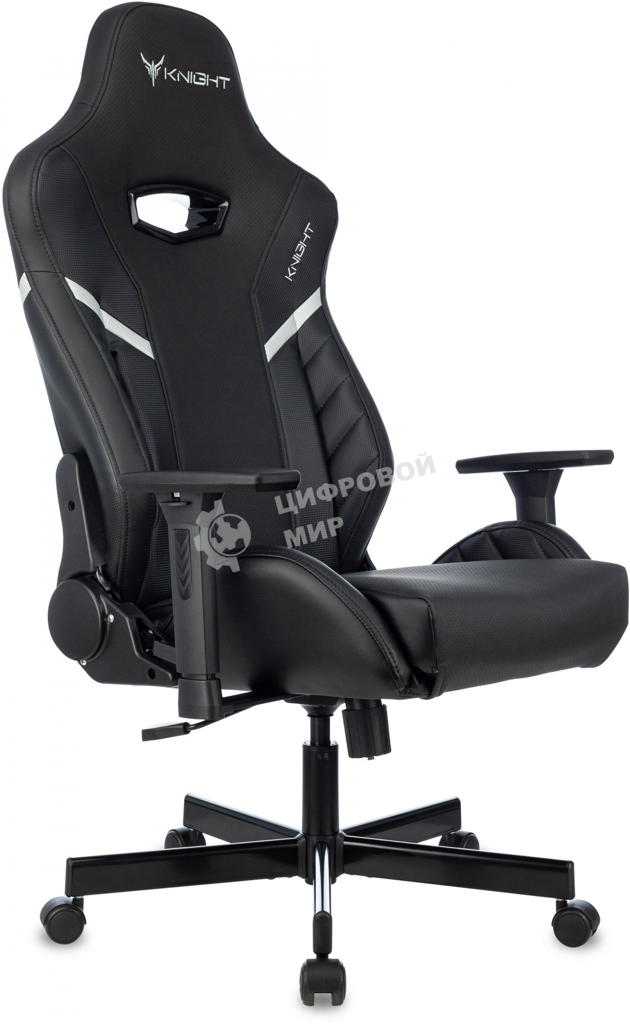 Кресло игровое Knight Thunder 5X черный эко.кожа крестов. металл