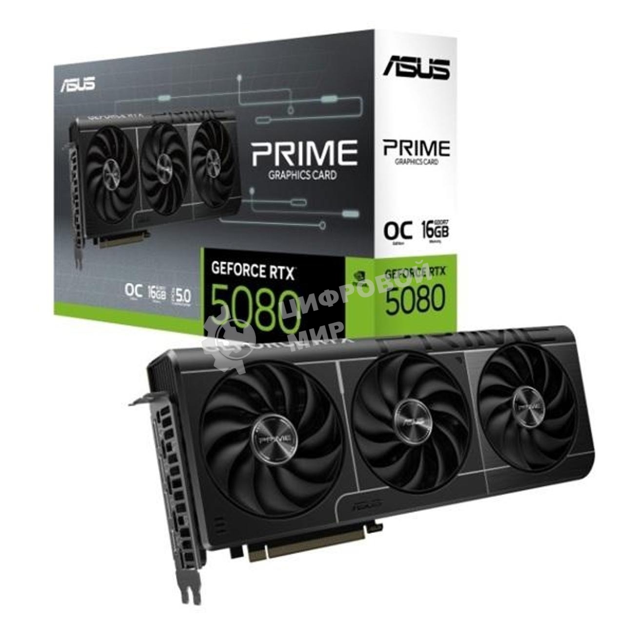 Видеокарта ASUS PRIME-RTX 5080-O16G, 16Gb GDDR7, 256 bit, DisplayPort, HDMI, GPU 2655 MHz 90YV0LX0-M0NA00