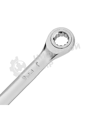 Ключ комбинированный трещоточный Denzel 9 мм, CrV, матовый хром