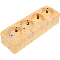 Розетка 4-м TOKOV ELECTRIC ОП Frea 16А IP20 250В с заземл. АБС-пластик сосна