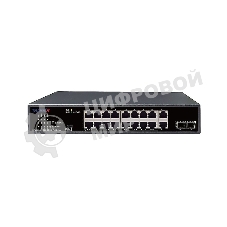 Коммутатор TRASSIR TR-NS14202S-185-16POE, 16×1 Гбит/с PoE+ + 4×1 Гбит/с Uplink/SFP, неуправляемый
