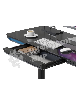 Стол компьютерный Cactus CS-EGD-BK-LED столешница закаленное стекло, черный, каркас черный