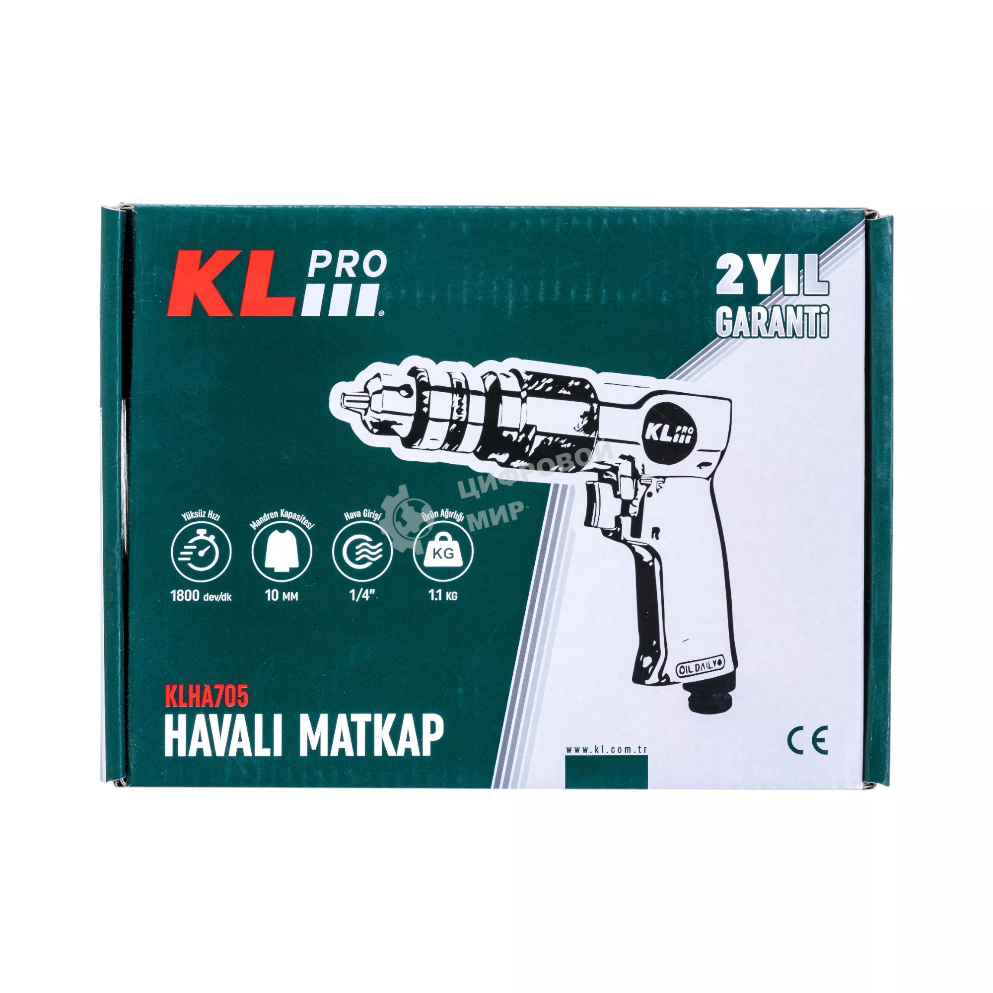 Профессиональная пневмодрель Klpro KLHA705 (1800 об/мин, 10мм, 1/4