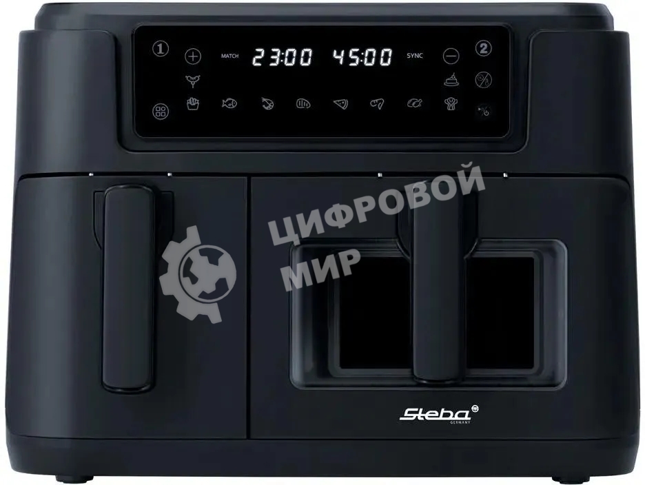 Аэрофритюрница Steba HF 9501 DUO черный, 2400 Вт, 9,5 л, сенсор, 10 программ