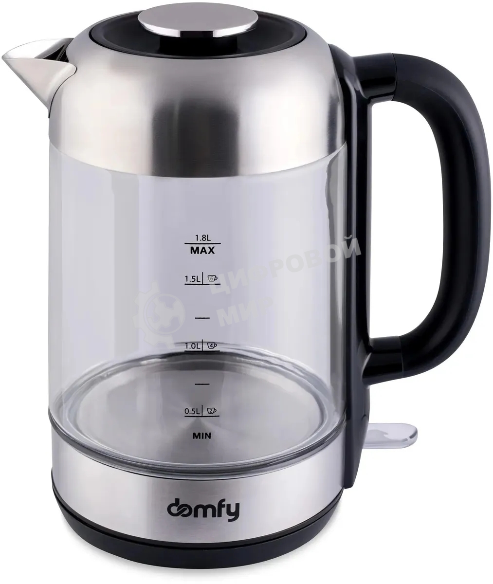 Чайник электрический Domfy DSM-EK401 1.8л. 2200Вт черный/прозрачный (корпус: стекло)