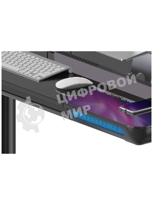 Стол компьютерный Cactus CS-EGD-BK-LED столешница закаленное стекло, черный, каркас черный