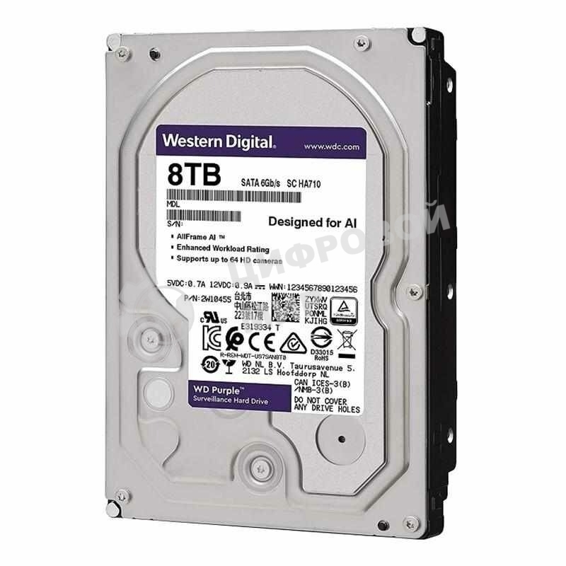 Жесткий диск HDD Western Digital 8Tb 7200rpm SATA-III 256Mb 3.5