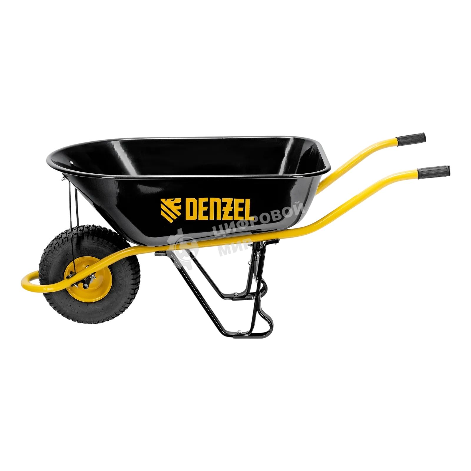 Тачка строительная Denzel усиленная, объем 130 л, 230 кг, колесо 15х6.00-6