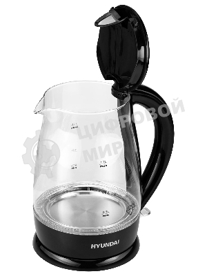 Чайник электрический Hyundai HYK-G2011 1.7 л, 2200 Вт, черный (корпус: стекло)
